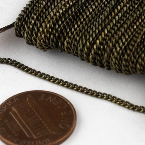 32 ft Antique Brass Bronze Solder Curb Chain VINTAGE Style - 1.6mm SOLDERED Link - 1.6S