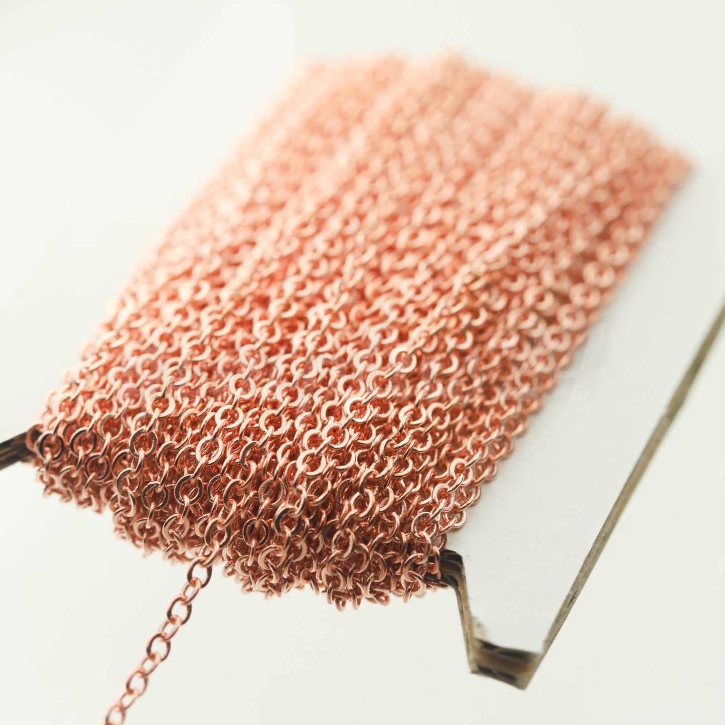 300 feet of Bright Copper Plated Flat Cable Chain 3x3mm Solder Copper Cable Chain - - 33F