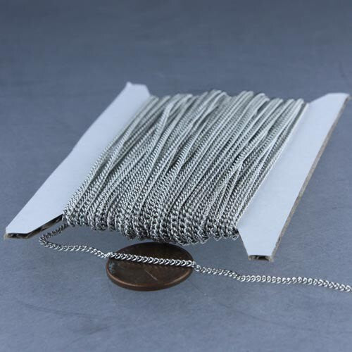 WHOLEsale Lot 300 feet Antique Silver Rhodium Plated SOLDER Curb Chain - 1.6mm SOLDERED Curb Chain - 1.6S