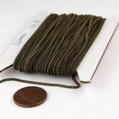 10 ft Antique Brass Bronze Solder Curb Chain VINTAGE Style - 1.6mm SOLDERED Link - 1.6S