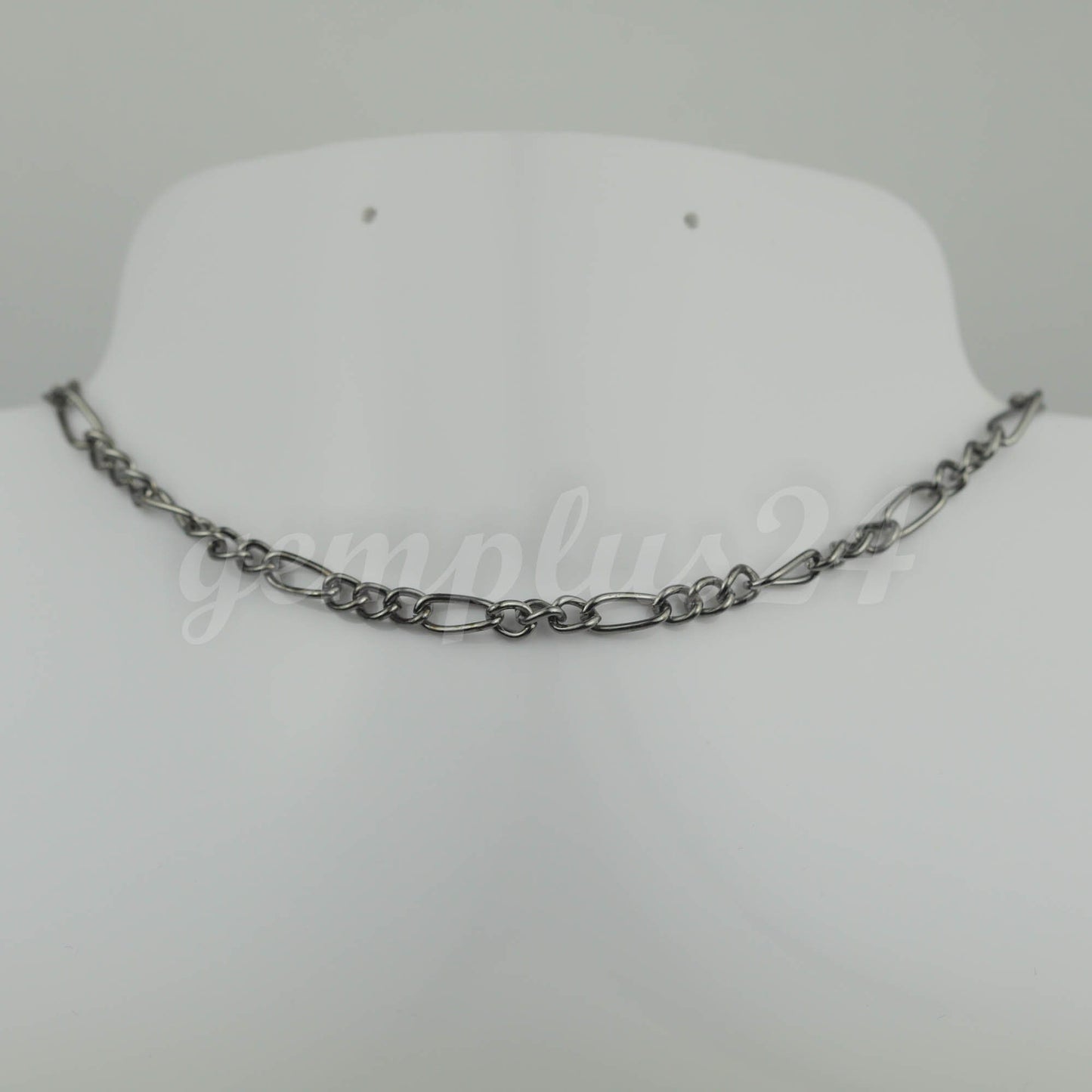 10 feet Gunmetal Plated Chunky Sturdy Heavy Long and Short (3 and 1) Chain FIGARO chain 9x4mm - Necklace Bracelet - 94FIGA