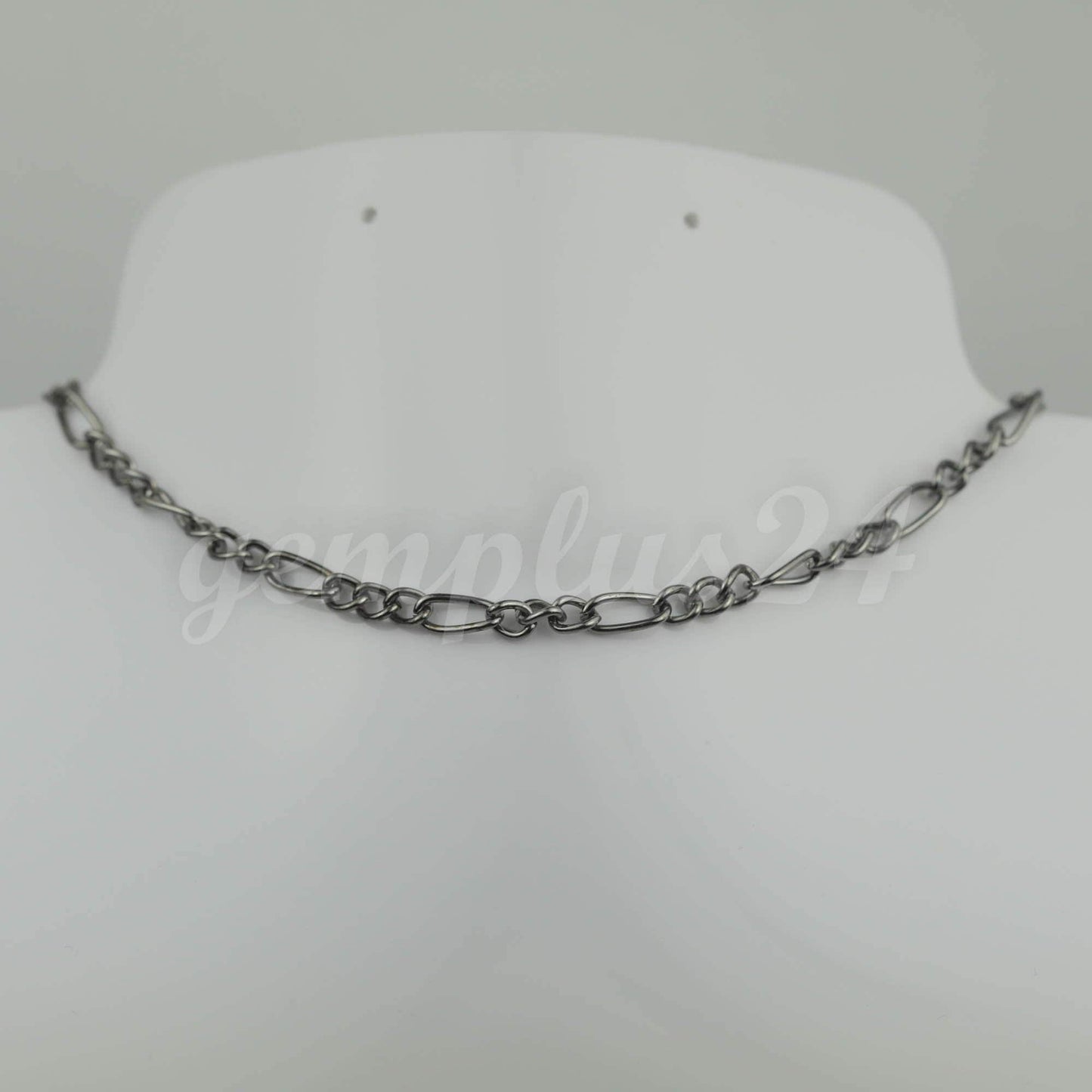 300 feet Gunmetal Plated Chunky Sturdy Heavy Long and Short (3 and 1) Chain FIGARO chain 9x4mm - Necklace Bracelet - 94FIGA
