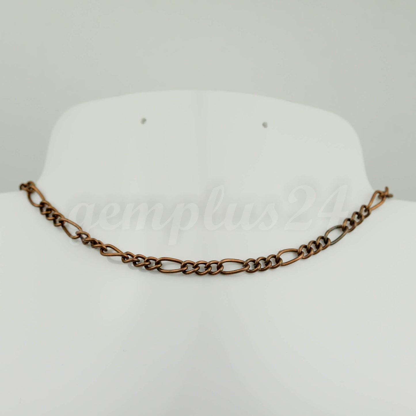 10 feet Antique Copper Plated Chunky Sturdy Heavy Long and Short (3 and 1) Chain FIGARO chain 9x4mm - Necklace Bracelet - 94FIGA