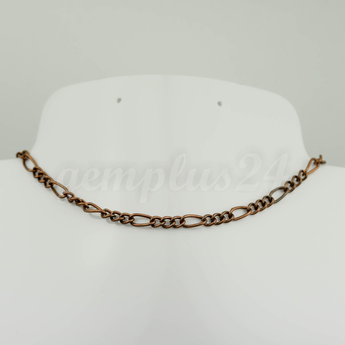 3 feet Antique Copper Plated Chunky Sturdy Heavy Long and Short (3 and 1) Chain FIGARO chain 9x4mm - Necklace Bracelet - 94FIGA