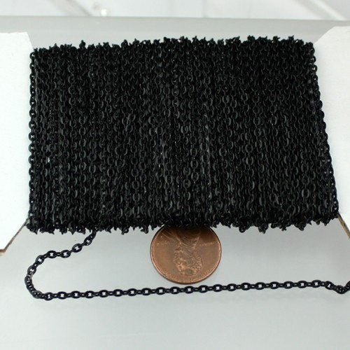 50 Ft. Black finished Flat Cable Chains - 3x2.2mm unsoldered - 322FLAT