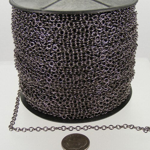 100 ft. spool of Gunmetal Finished Round CIRCLE Cable Chain - 3.2mm Unsoldered Link - 32CIRCLE