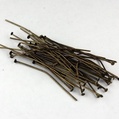 250pcs of Antique Brass finished Big Head Heavy Head Pin - 2inch 2.4mm head 20Gauge