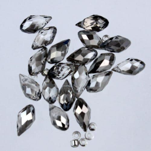 20 pcs of Silver Shadow Color Crystal Quartz Faceted Briolette Teardrop - 6x11mm