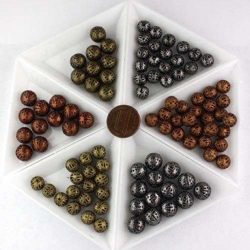 50 pcs of Antique Brass Filigree Round Beads Spacer - 10mm