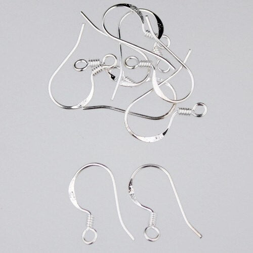 20 Pcs 925 sterling silver Ear Wire Earring - Flat French Hook Flat Earring Hook - 17x15mm