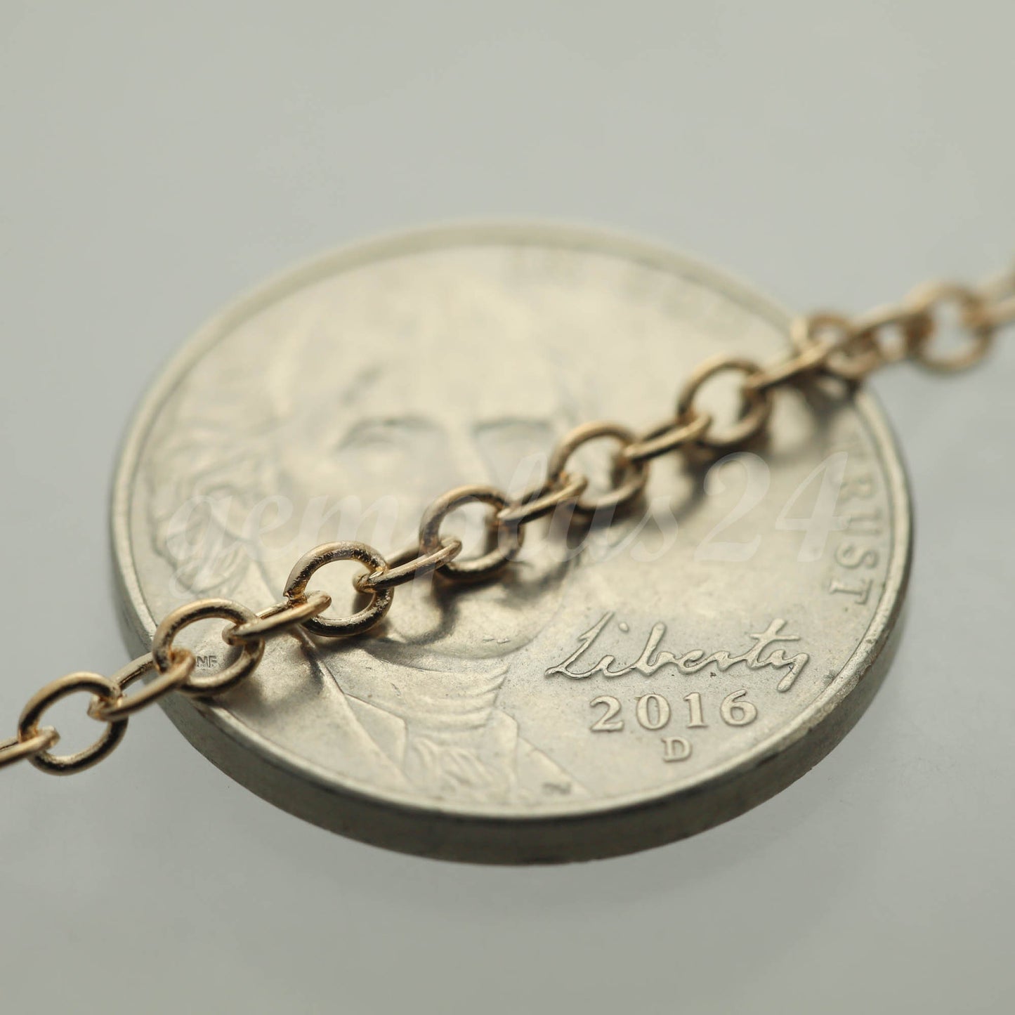 3 feet of Champagne Gold (Pinky Gold) Plated Flat Cable Chain 3x3mm Solder Cable Chain - - 33F