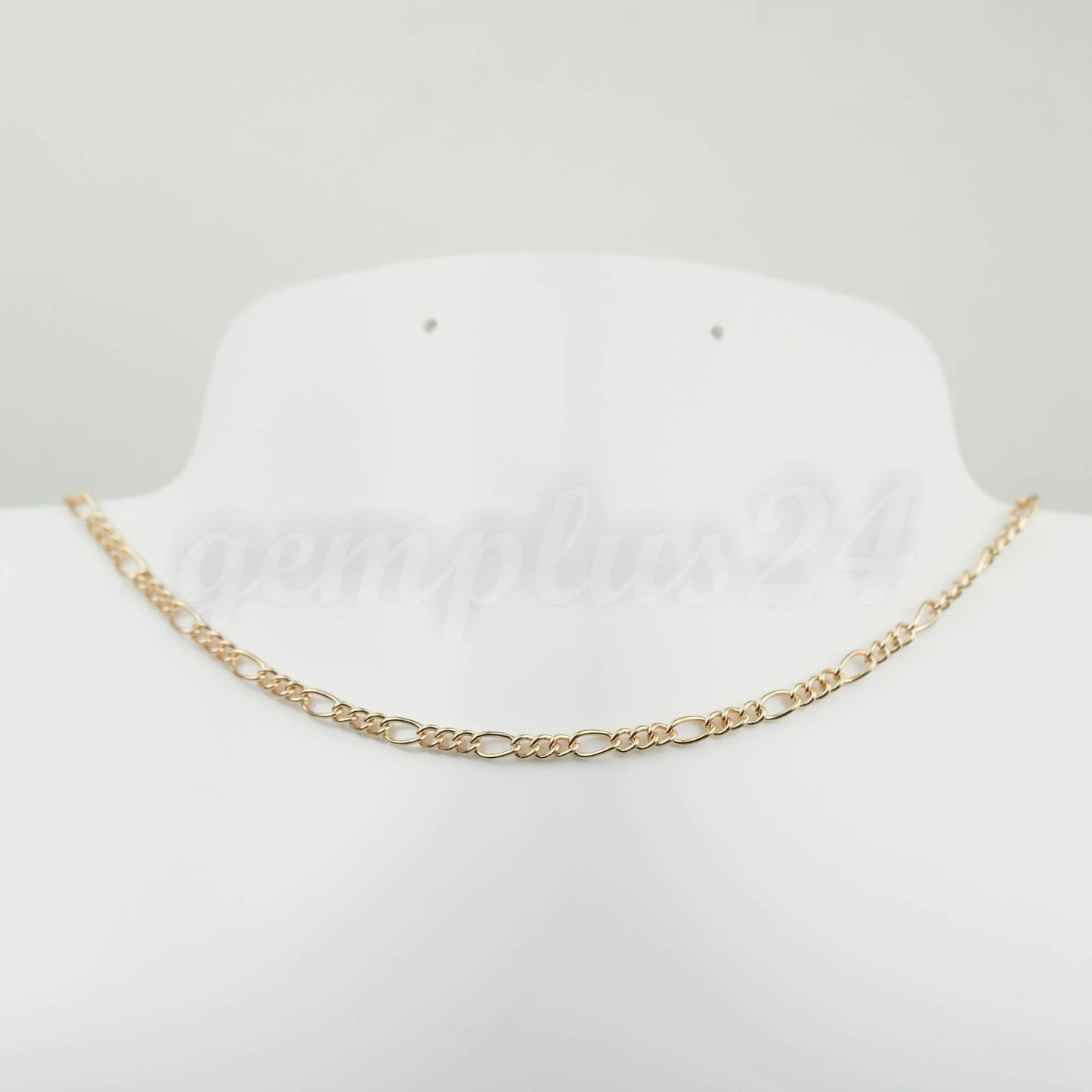 12 ft Long and Short Mother and Son Pinky Gold (Champagne Gold) Plated Chain FIGARO chain 7x3mm - 7x3FIG