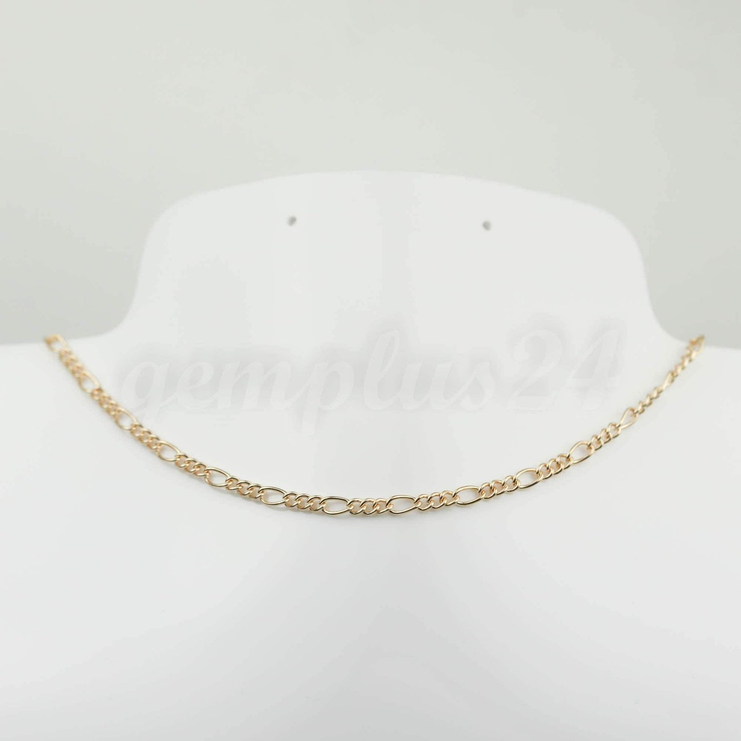 50 ft Long and Short Mother and Son Pinky Gold (Champagne Gold) Plated Chain FIGARO chain 7x3mm - 7x3FIG