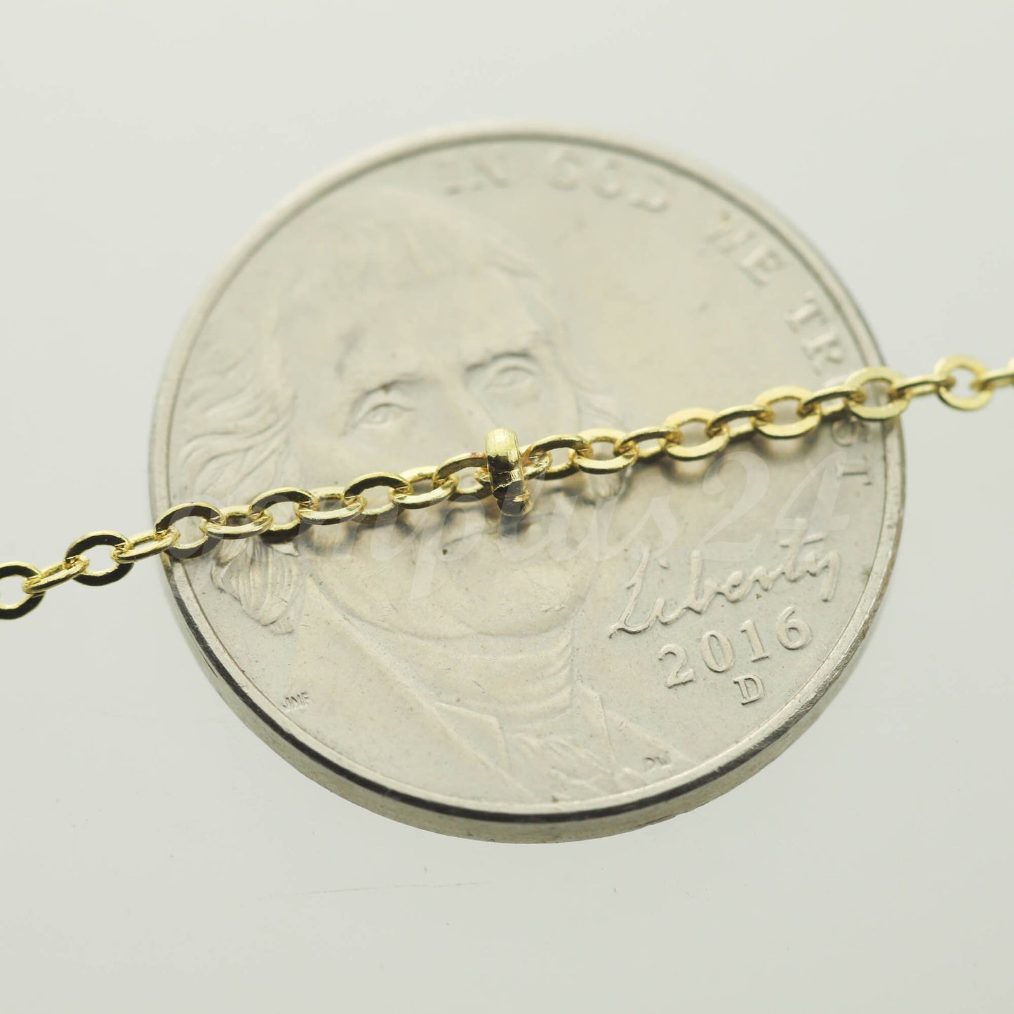 32 ft Pinky Gold (Champagne Gold) Plated Satellite Chain Flat BALL Chain - 2.4x1.7mm SOLDERED link - Dainty Chain - - 2417FSAT