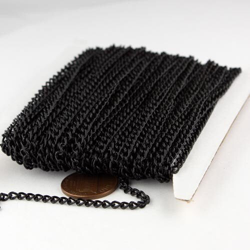 32 ft of Black Finished Curb Chain - 3.0mm 0.8mm Unsoldered Link - 30CURB