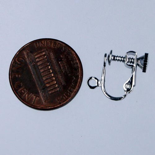 50 pcs Screw Back Earring Clips - Rhodium Plated - 18x14mm