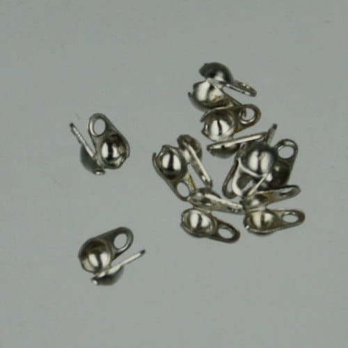32 ft. spool of Rhodium Plated ROUND ball chain - 1.5mm ball size with 10 pcs of Connectors(crimp) - 15BALL