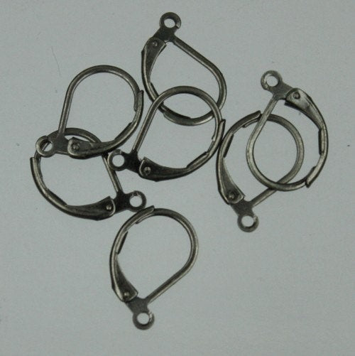 50 Gunmetal Leverback Earrings earwire 10X15mm
