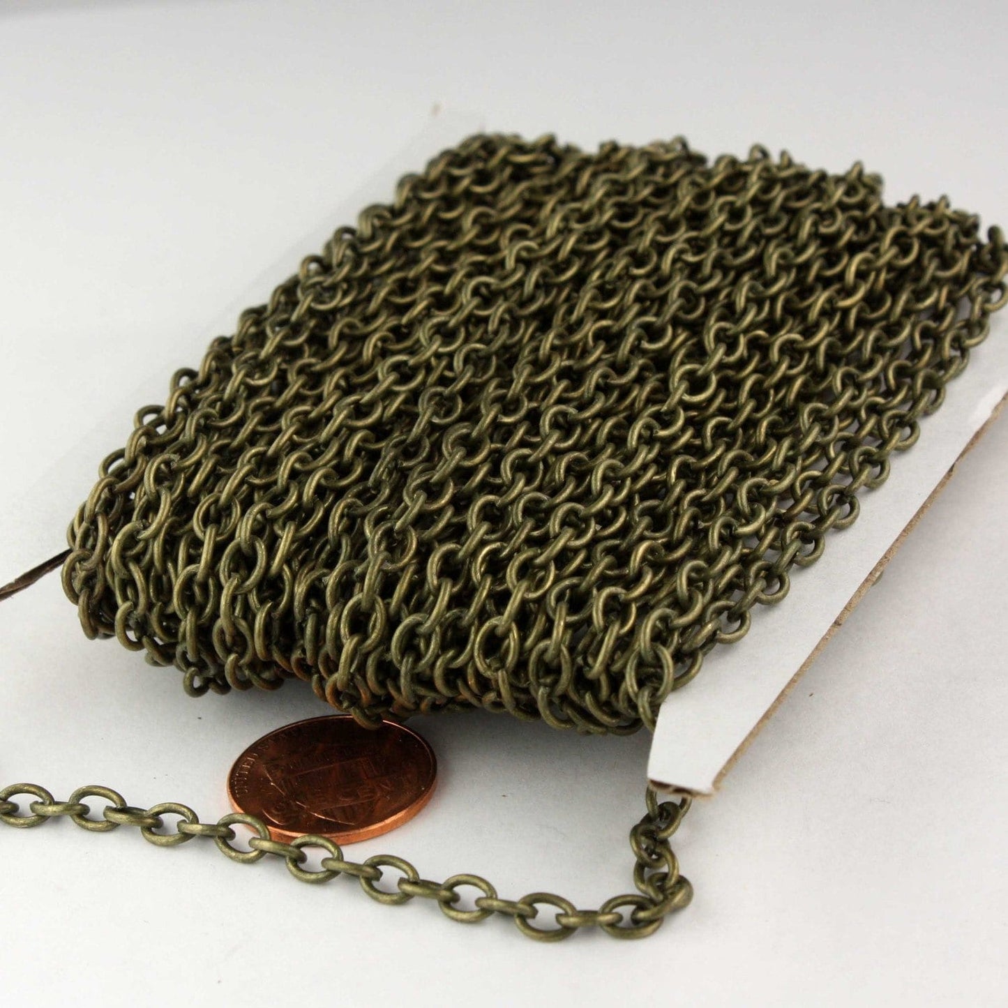 Wholesale Lot 300 feet of Antiqued Brass Round Cable Very STURDY Heavy Chain 4X5mm 18Gauge 18G 1.0mm- unsoldered Links - 4518CA