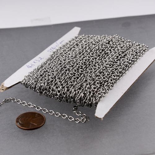 Stainless Steel chain bulk, 3 ft of Surgical Stainless Steel Cable chain - 4.1x3.2mm Unsoldered Link