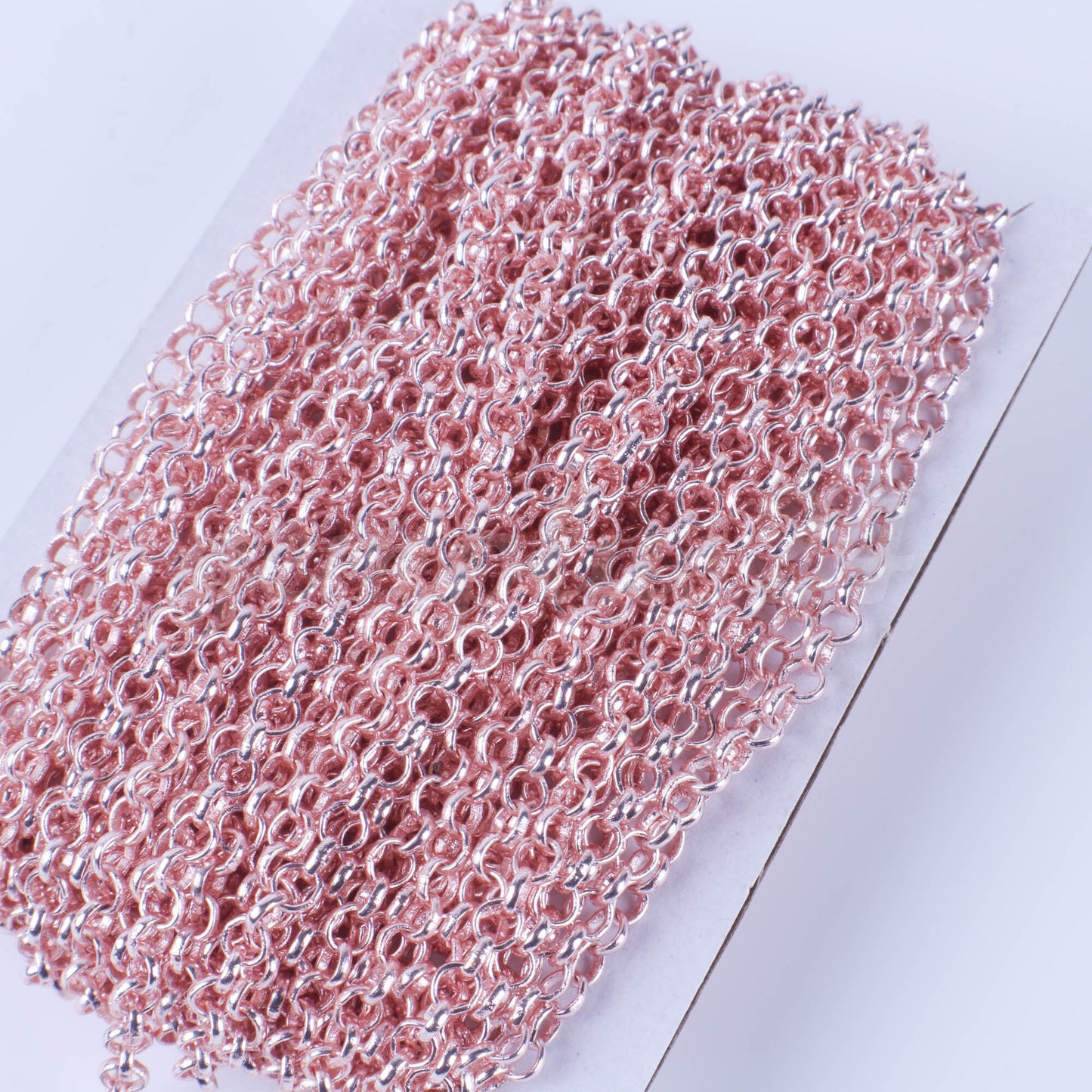 100 feet TARNISH Resistant Tarnish FREE Anti Tarnished Rose Gold Plated Rolo Chain bulk - 3.2mm SOLDERED Link AT3.2BL