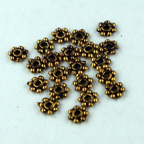 300 pcs - Antique GOLD Finished Daisy Flower Spacer Beads - 4mm