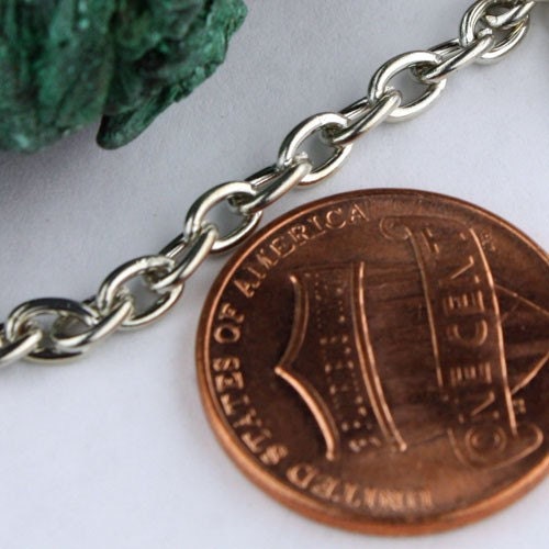32 ft Antique Silver Cable Chain - 4x5mm 19 Gauge (0.9mm) Unsoldered Link - Rhodium Heavy Strong Sturdy Cable Chain - 4519CA