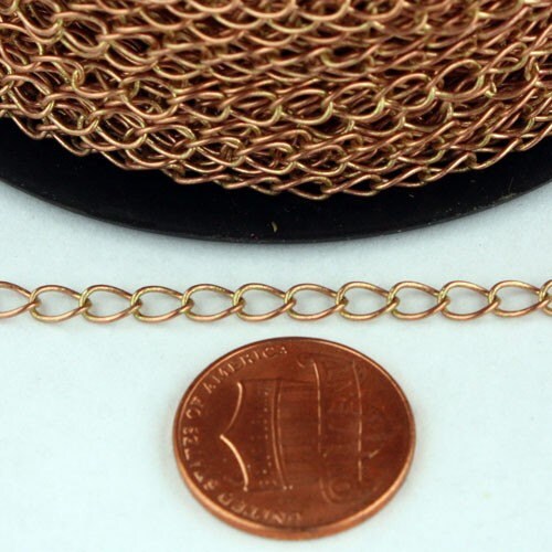 10ft. for genuine Copper (raw) Curb Chain - 5x3.5mm (SOLDERED)
