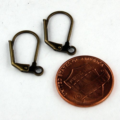 50 Pcs of Antiqued Brass LONG D Lever back Earrings Earwire - 10.5X19mm - From California USA