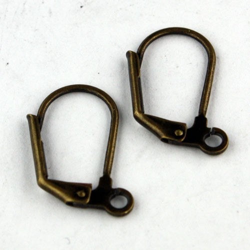 50 Pcs of Antiqued Brass LONG D Lever back Earrings Earwire - 10.5X19mm - From California USA