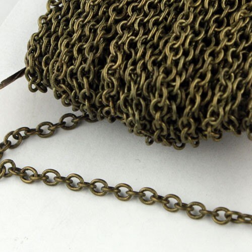 32 ft. of Antique Brass Finished SOLDERED Cable Chain - 3.2x2.8mm SOLDERED LInk - 3430S