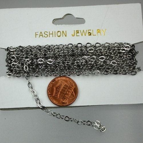 32 ft of Antique Silver finished brass cable Chain - 4X3.5mm SOLDERED link - 435F