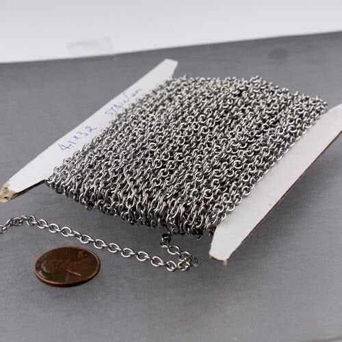 Stainless Steel chain bulk, 30 ft of Surgical Stainless Steel Cable chain - 4.1x3.2mm Unsoldered Link