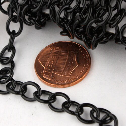 Chunky Fashion Chain 3ft of Black Finished Big Heavy Cable chain - 7.8x6.3mm 1.2mm unsoldered links - 7863CA