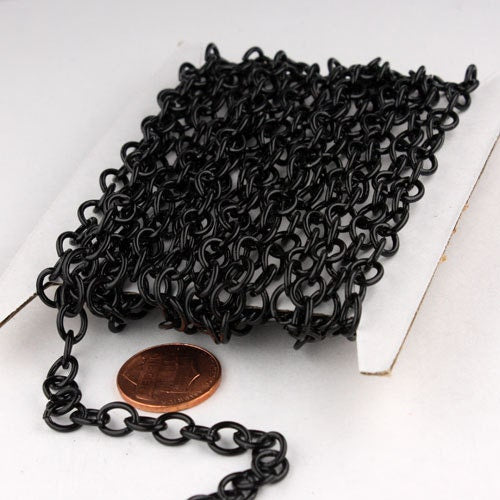 Chunky Fashion Chain 10 ft of Black Finished Big Heavy Cable chain - 7.8x6.3mm 1.2mm unsoldered links - 7863CA