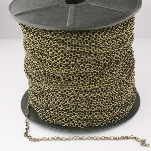 32 ft of Rolo Brass Bronze Cable Chain 2.5mm - Unsoldered Links - Wholesale Bulk Jewelry - 25ROLO
