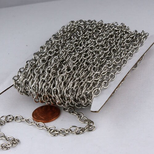 12 ft. of Antique Silver Finished Big Cable Chain - 6.8x4.2mm-1.0mm Unsoldered Link - 6842CA