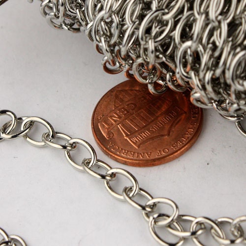 32 Ft Antique Silver Rhodium Plated Big Chunky Cable Chain - 6.8x4.2mm - 1.0mm 18G 18 Gauge Thickness Unsoldered Link - 6842CA