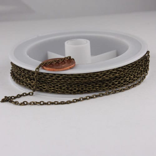 Wholesale Lot 300 feet of Antique Brass Finished Flat Cable Chains - 3x2.2mm unsoldered - 322FLAT