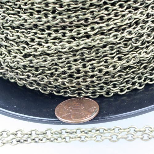 Antique Brass Chain, 32 ft. of Antique Bronze Big Cable Chain - 5.7x3.9mm-1.0mm Unsoldered Link - 5739CA