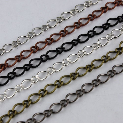32ft Spool of Antique Copper Plated Fashion Figaro Long and Short Chain - 6.5x4.3mm 4.0x3.2mm 20Gauge Wire - 6543LS