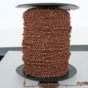 32 ft spool of Antique Copper Tiny Cable BALL Chain - 2.0x1.4mm SOLDERED link Necklace Bracelet Dainty Delicate Chain - 2014SAT