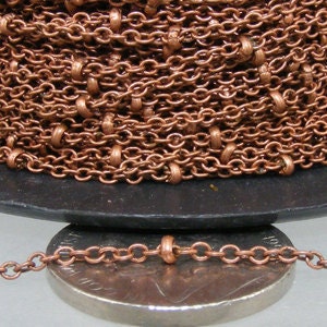 32 ft spool of Antique Copper Tiny Cable BALL Chain - 2.0x1.4mm SOLDERED link Necklace Bracelet Dainty Delicate Chain - 2014SAT