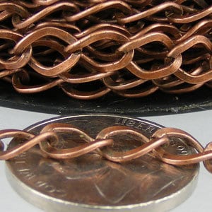 10ft of Antique Copper Finished Big Hammered Curb Chain - 7.8x6.0mm Unsolodered Link 18G - 7860CU