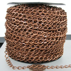 10ft of Antique Copper Finished Big Hammered Curb Chain - 7.8x6.0mm Unsolodered Link 18G - 7860CU