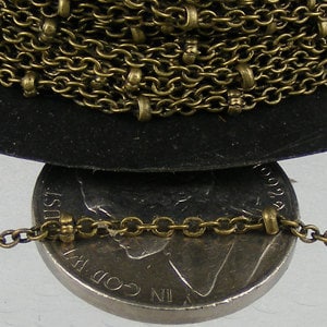 10 feet of Antique Bronze Chain Bulk Chain, Tiny Antique Brass Cable BALL Chain - 2.0x1.4mm SOLDERED Sattellite Chain - 2014SAT