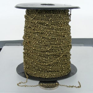 10 feet of Antique Bronze Chain Bulk Chain, Tiny Antique Brass Cable BALL Chain - 2.0x1.4mm SOLDERED Sattellite Chain - 2014SAT