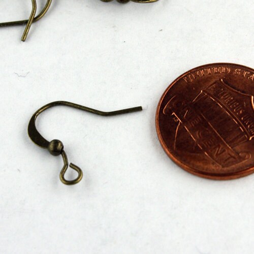 100 pcs of Antique Brass Finished flat fish Hook with ball Earwire 19X14mm