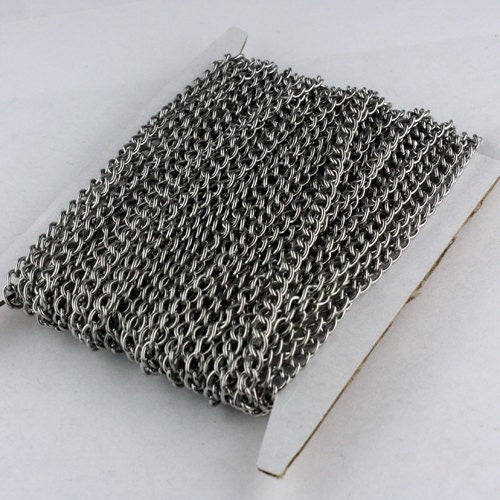 10 Ft of Stainless Steel chain bulk, Surgical Stainless Steel Sturdy BIG Curb chain - 2.6mm width 19G Wire - ST2642CU