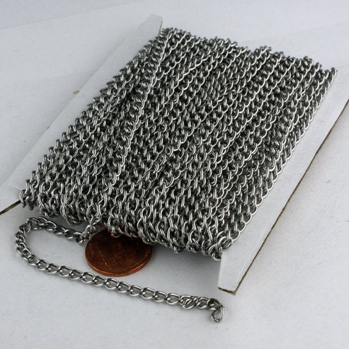 10 Ft Stainless Steel Curb Chain Surgical Sturdy BIG Curb chain - 3.6mm width 19G Wire - Bulk Chain Necklace Wholesale - 36CURB